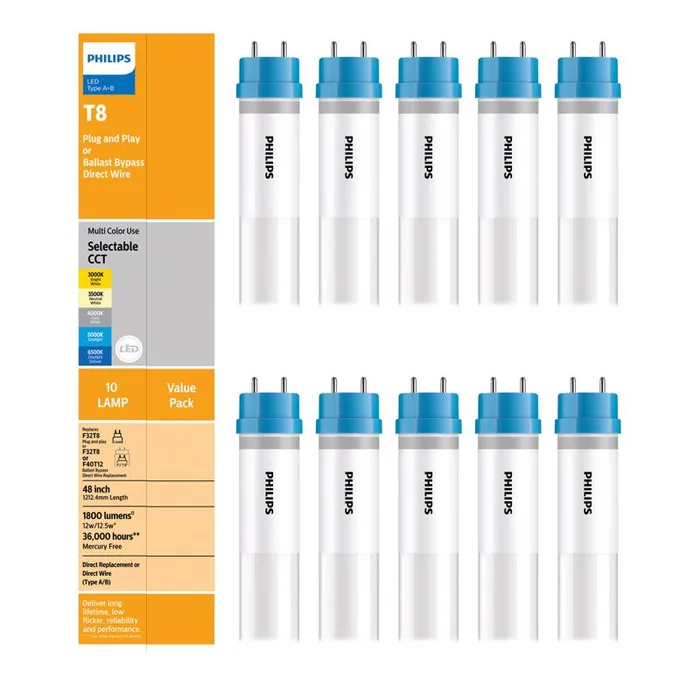 Philips LED Multi-CCT 48 in. G13 T8 Linear 32 Watt Equivalence 10 pk