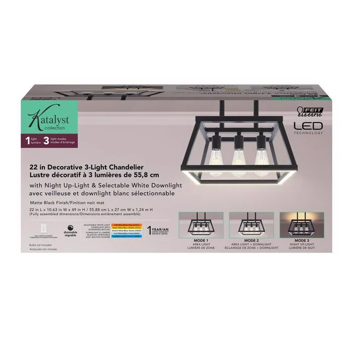 Feit Matte Black 3 lights Chandelier