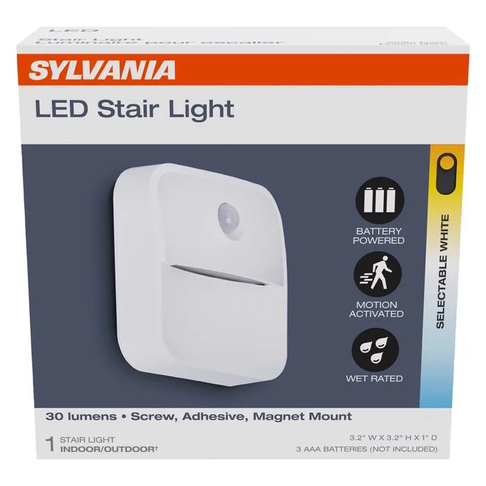 Sylvania Motion-Sensing Battery Powered LED White Stair Light