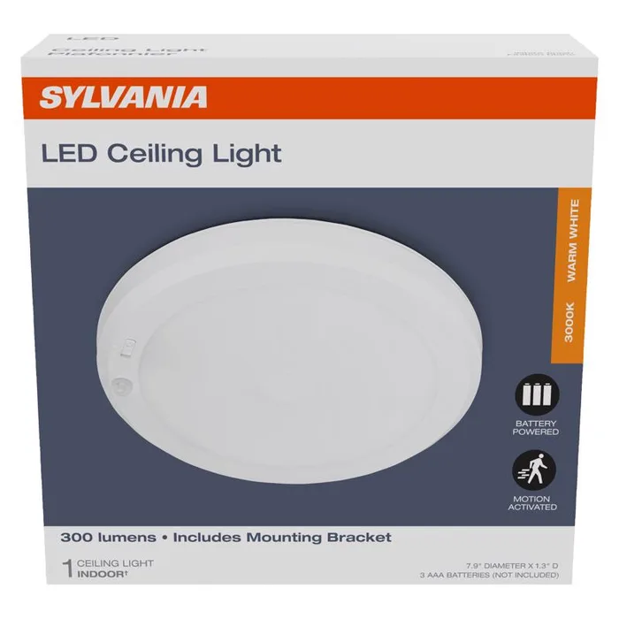Sylvania Motion-Sensing Battery Powered LED White Ceiling Light