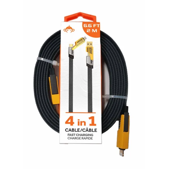 MonkeyZ 6.6ft. 4-in-1 Cable Cell Phone Charger (Pack of 12)