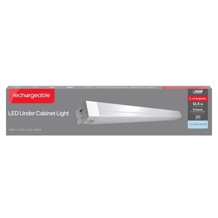 Feit 12.5 in. L White Battery Powered LED Under Cabinet Light Strip 320 lm