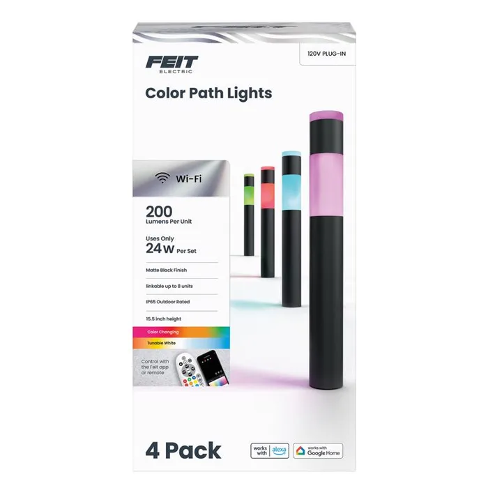 Feit Black Plug In/Remote 6 W LED Pathway Light 4 pk