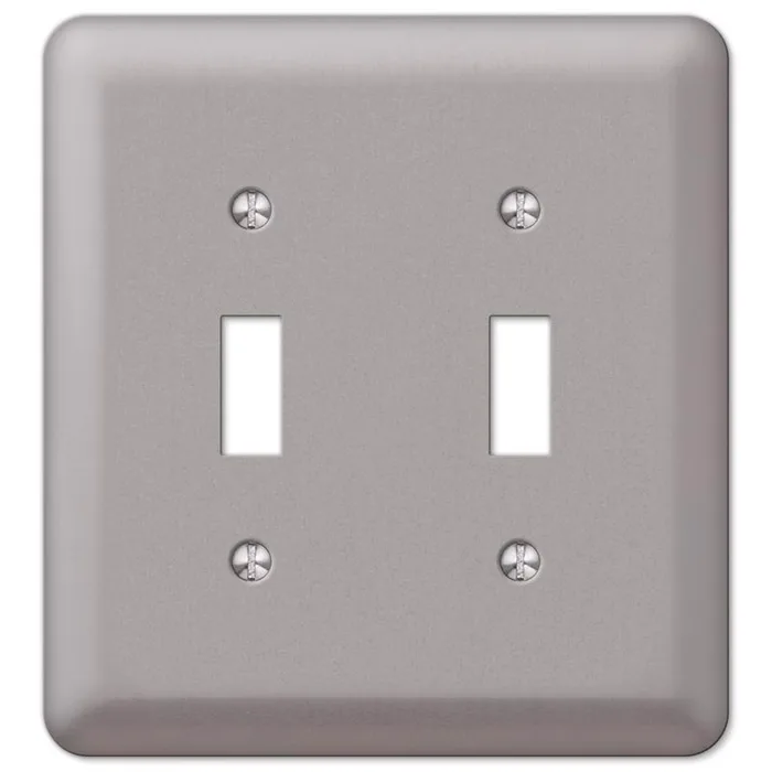 Amerelle Devon Brushed Nickel 2 gang Steel Toggle Wall Plate (Pack of 3)