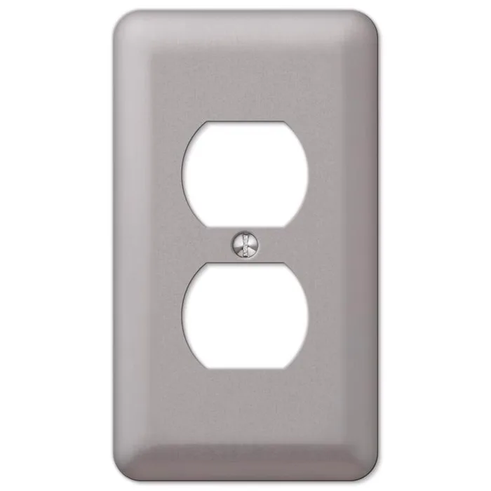 Amerelle Devon Brushed Nickel Pewter 1 gang Steel Duplex Wall Plate (Pack of 6)