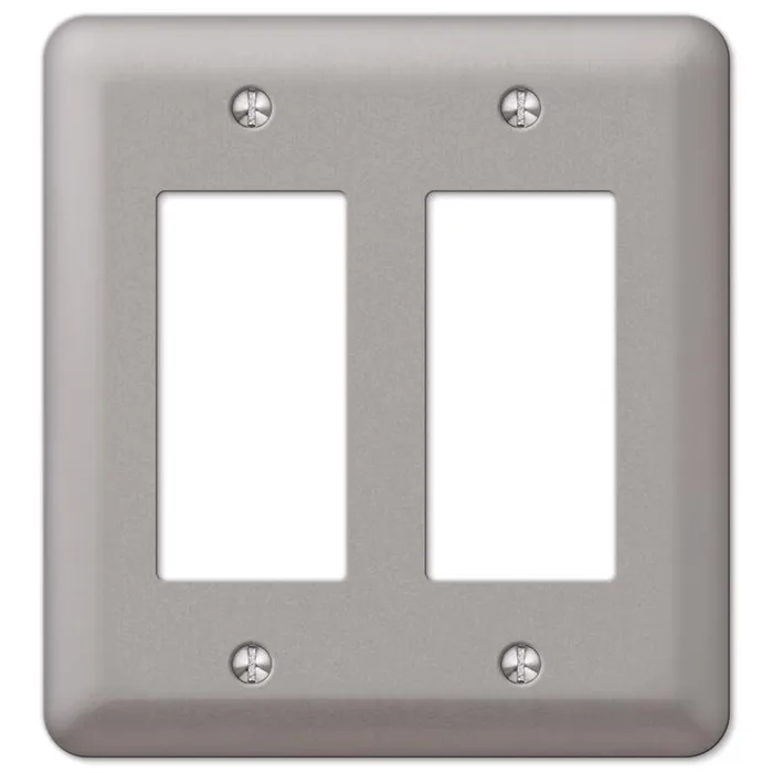 Amerelle Devon Brushed Nickel 2 gang Steel Decorator Wall Plate (Pack of 3)