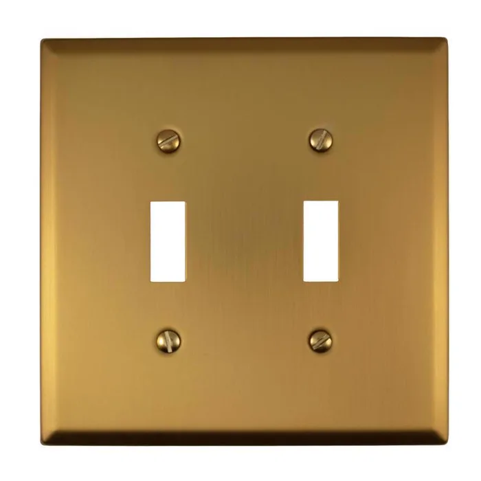 Amerelle Oxford Brushed Gold 2 gang Steel Toggle Wall Plate 1 pk