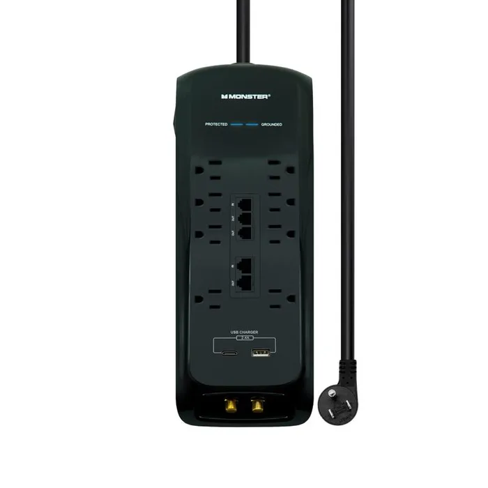 Monster Just Power It Up 6 ft. L 8 outlets Surge Protector w/USB Black 2160 J