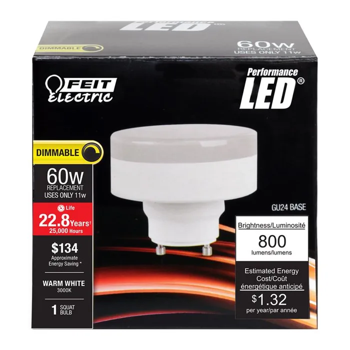 Feit Specialty GU24 LED Bulb Warm White 60 Watt Equivalence 1 pk