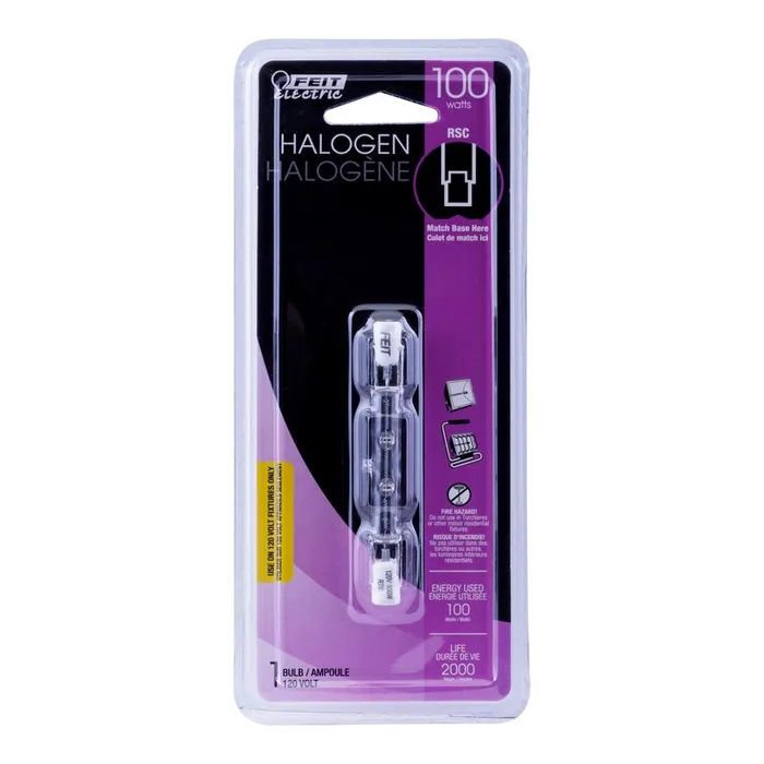 Feit 100 W T3 Tubular Halogen Bulb 1200 lm Warm White 1 pk (Pack of 6)