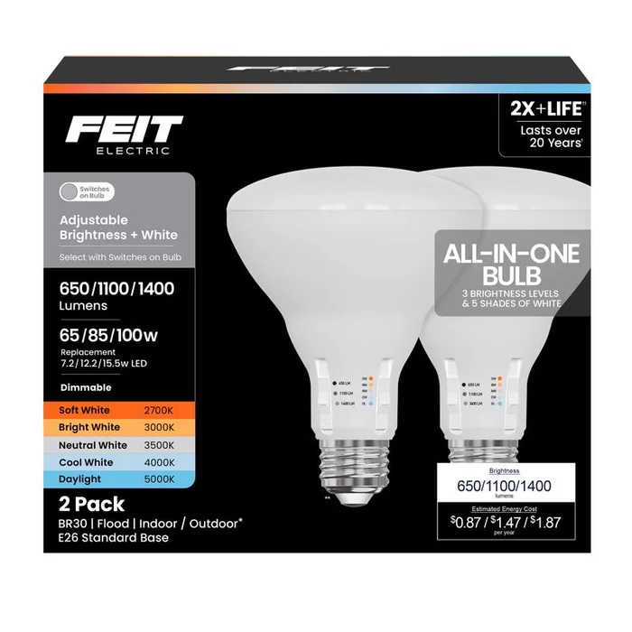 Feit Electric BR30 E26 (Medium) LED Bulb Adjustable White 100 Watt Equivalence 1 pk (Pack of 6)