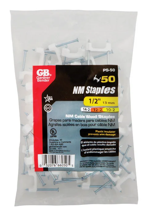 Gardner Bender 1/2 in. W Plastic Insulated Cable Staple 50 pk (Pack of 10)