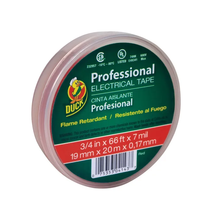 Duck Professional Grade 3/4 in. W X 66 ft. L Red Vinyl Electrical Tape (Pack of 12)