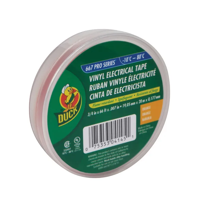 Duck 3/4 in. W X 66 ft. L Orange Vinyl Electrical Tape (Pack of 12)
