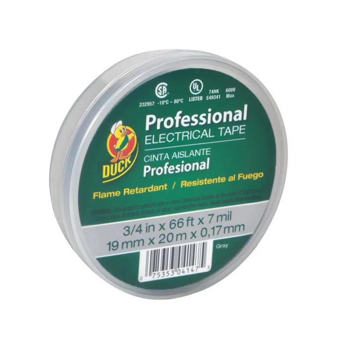 Duck Professional Grade 3/4 in. W X 66 ft. L Gray Vinyl Electrical Tape (Pack of 12)