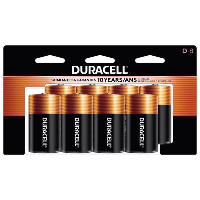 Duracell Coppertop D Alkaline Batteries 8 pk Carded