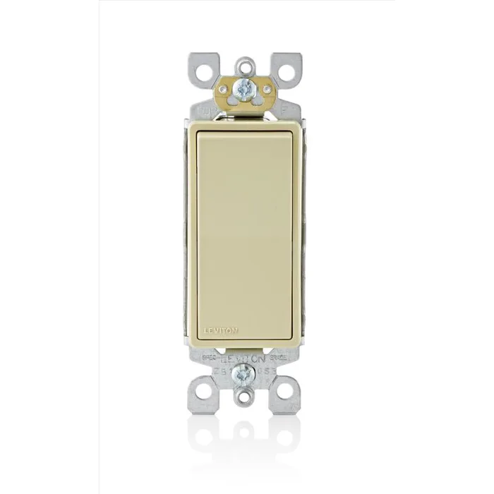 Leviton Decora 15 amps Single Pole Rocker AC Quiet Switch Ivory 1 pk