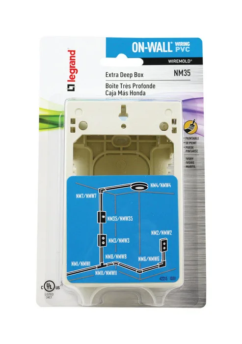 Legrand Rectangle Plastic 1 gang Outlet Box Ivory