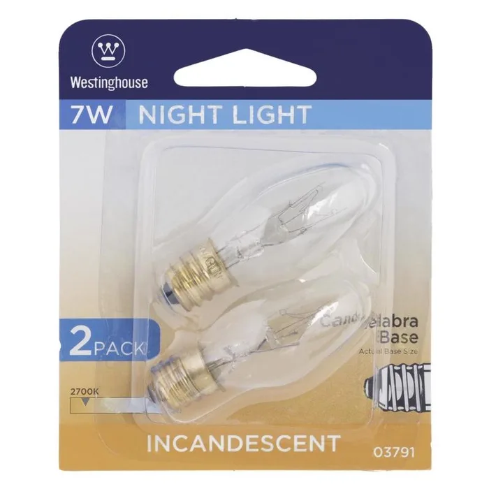 Westinghouse 7 W C7 Specialty Incandescent Bulb E12 (Candelabra) White 2 pk (Pack of 10)