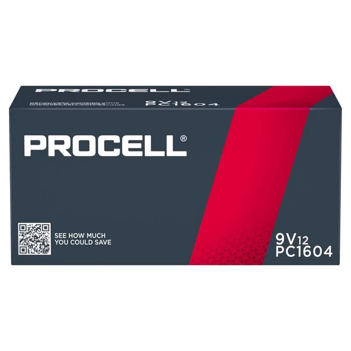 Procell 2.0 9-Volt Alkaline Batteries 12 pk Boxed