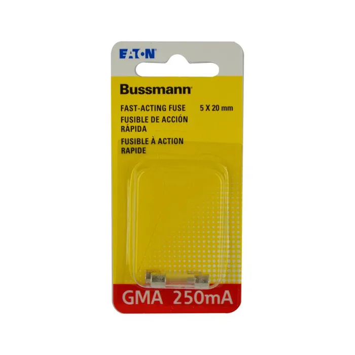 Bussmann 0.25 amps Fast Acting Glass Fuse 2 pk
