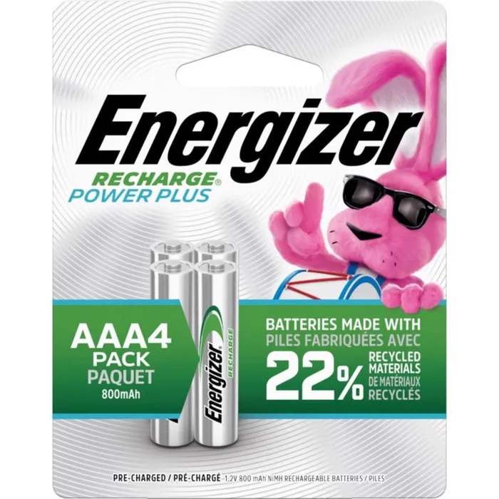 Energizer Recharge NiMH AAA 1.2 V 850 mAh Rechargeable Battery NH12BP4 4 pk
