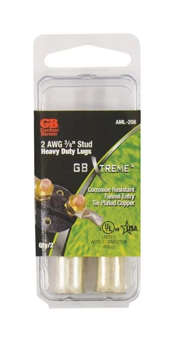Gardner Bender Xtreme 2 Ga. Insulated Wire Electrical Lug Silver 2 pk