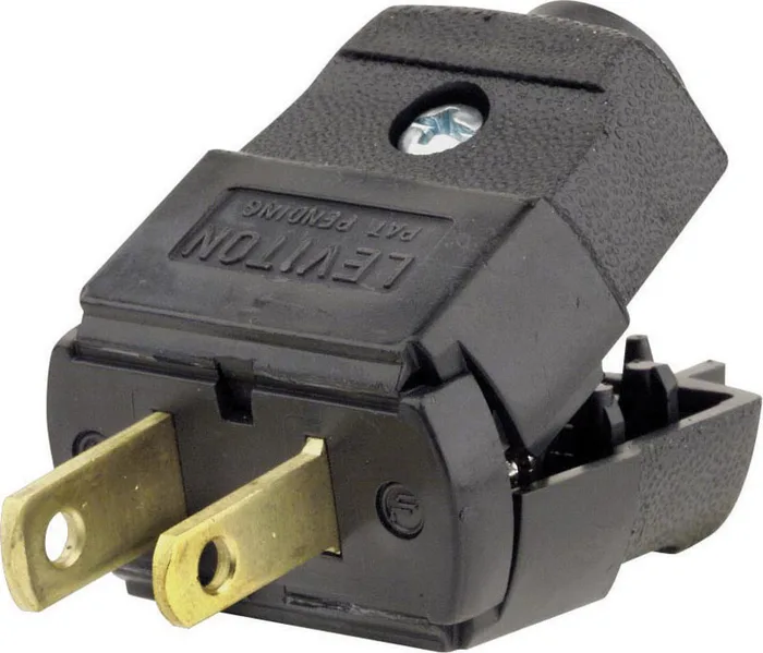Leviton Residential Thermoplastic Straight Blade Plug 1-15P 20-16 AWG 2 Pole 2 Wire (Pack of 10)