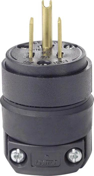 Leviton Residential Rubber Ground/Straight Blade Plug 5-15P 18-12 AWG 2 Pole 3 Wire