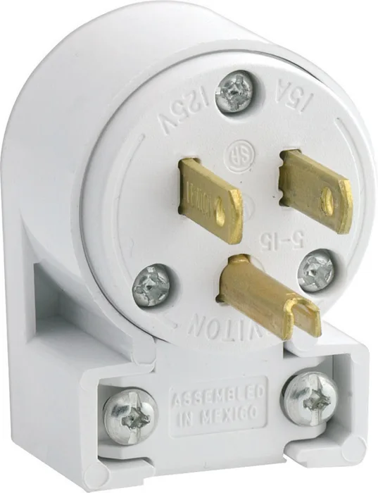Leviton Commercial PVC Angle Blade Plug 5-15P 18-12 AWG 2 Pole 3 Wire