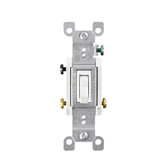 Leviton 15 amps Three Pole 3-Way Toggle AC Quiet Switch White 1 pk (Pack of 10)