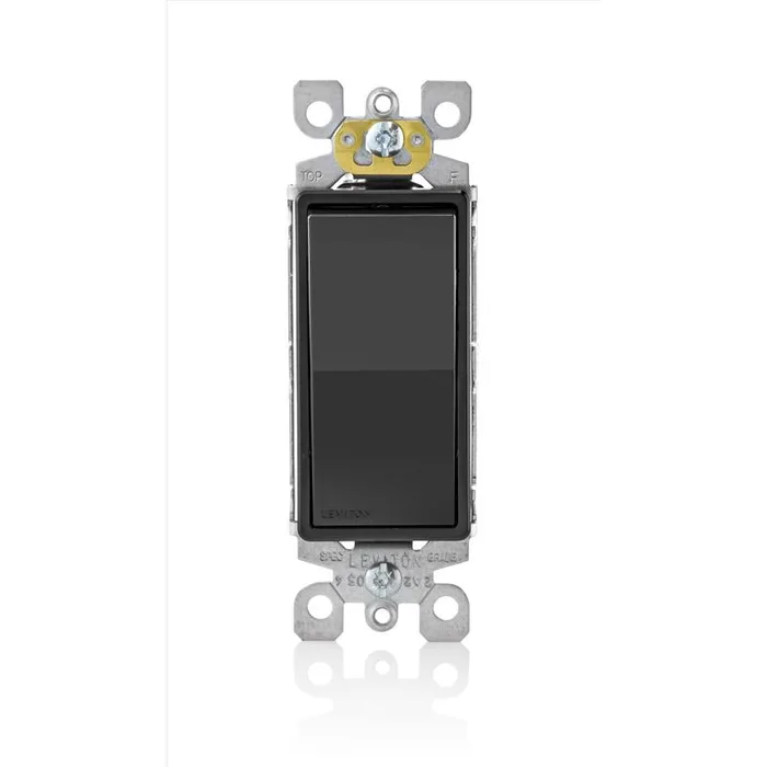 Leviton Decora 15 amps Single Pole Rocker AC Quiet Switch Black 1 pk