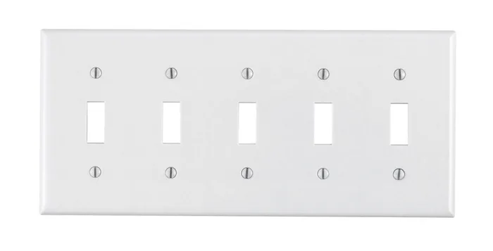 Leviton White 5 gang Plastic Toggle Wall Plate 1 pk