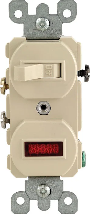 Leviton 15 amps Single Pole Combination Switch w/ Pilot Ivory 1 pk
