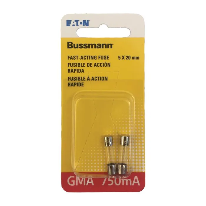 Bussmann 0.75 amps Fast Acting Glass Fuse 2 pk