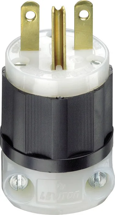 Leviton Industrial Nylon Ground/Straight Blade Plug 6-15P 18-10 AWG 2 Pole 3 Wire