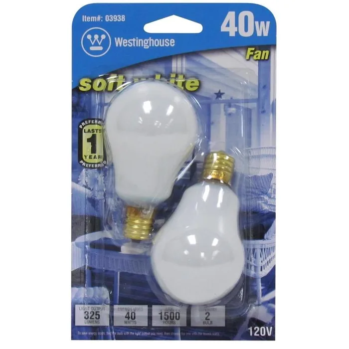 Westinghouse 40 W A15 A-Line Incandescent Bulb E17 (Intermediate) Soft White 2 pk (Pack of 6)