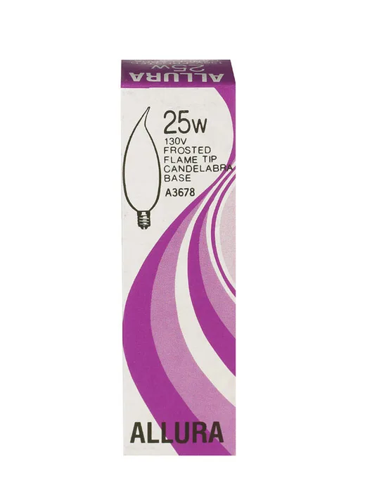 Satco ALLURA 25 W CA9 Chandelier Incandescent Bulb E12 (Candelabra) Soft White 1 pk (Pack of 25)