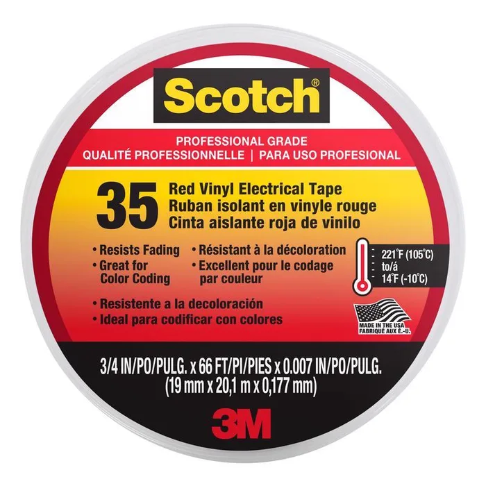 3M Scotch 3/4 in. W X 66 ft. L Red Vinyl Electrical Tape (Pack of 10)