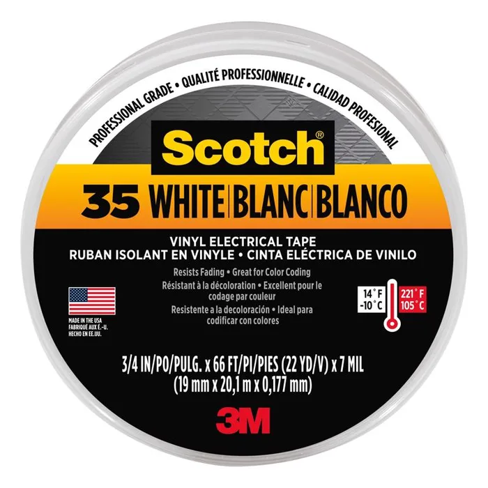 Scotch 3/4 in. W X 66 ft. L White Vinyl Electrical Tape (Pack of 10)