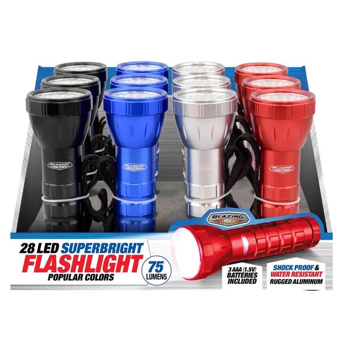 Blazing LEDz 28 LED 160 lm Assorted LED Flashlight AAA Battery (Pack of 12)