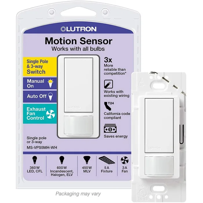 Lutron 5 amps Single Pole Motion Sensor Alarm/Sensor Switch White 1 pk