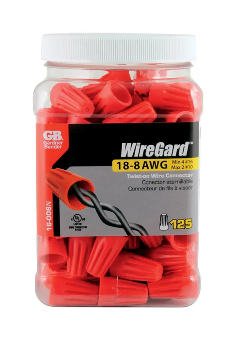 Gardner Bender WireGard 18-8 AWG Copper Wire Wire Connectors Red 125 pk