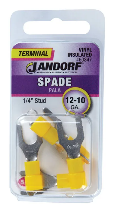 Jandorf 12-10 Ga. Insulated Wire Spade Terminal Yellow 5 pk