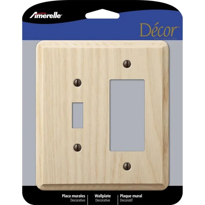 Amerelle Contemporary Unfinished Beige 2 gang Wood Decorator/Toggle Wall Plate 1 pk