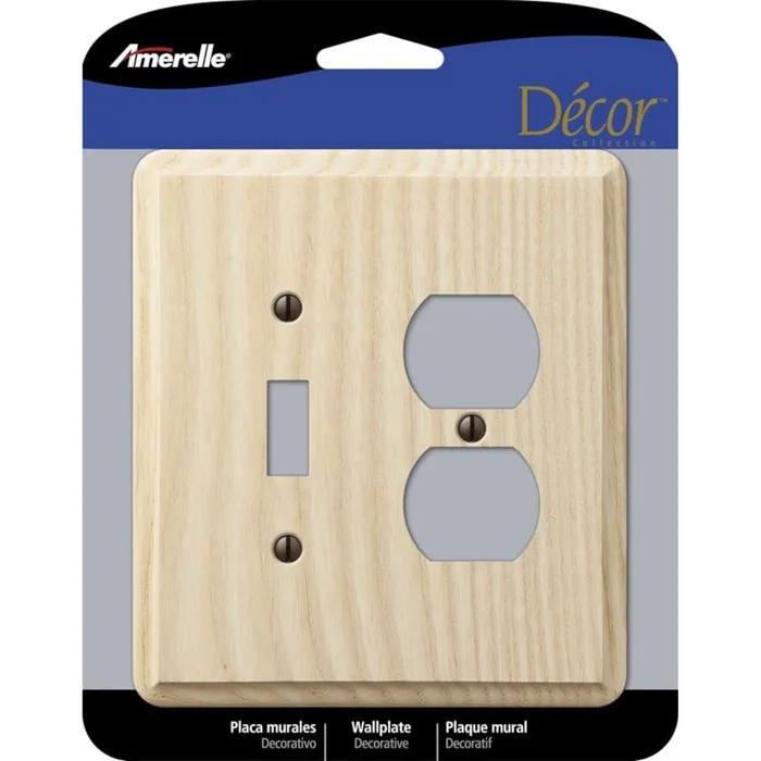Amerelle Contemporary Unfinished Beige 2 gang Ash Wood Duplex/Toggle Wall Plate 1 pk