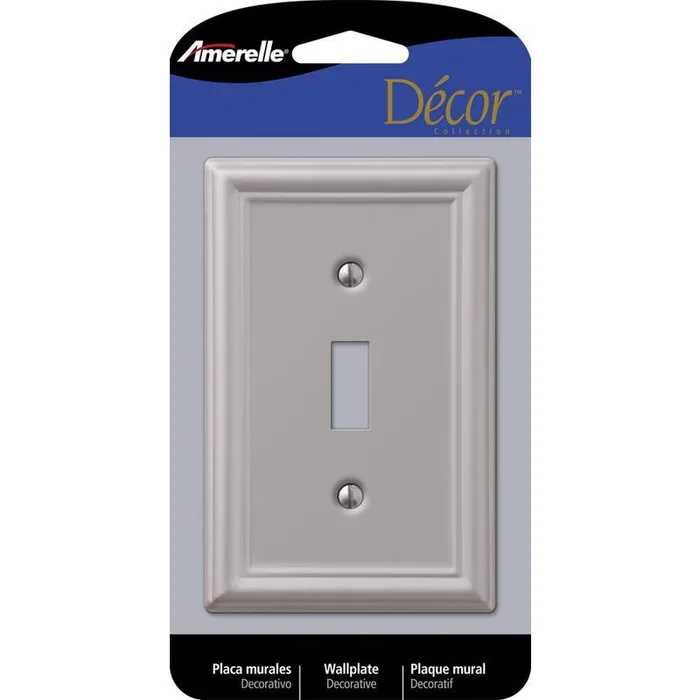 Amerelle Chelsea Brushed Nickel 1 gang Stamped Steel Toggle Wall Plate 1 pk