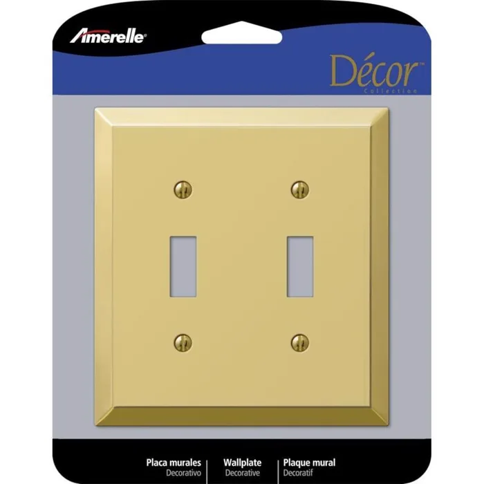 Amerelle Century Polished Brass 2 gang Stamped Steel Toggle Wall Plate 1 pk