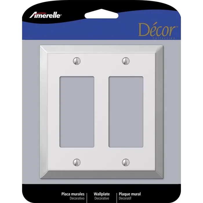 Amerelle Century Polished Chrome 2 gang Stamped Steel Decorator Wall Plate 1 pk
