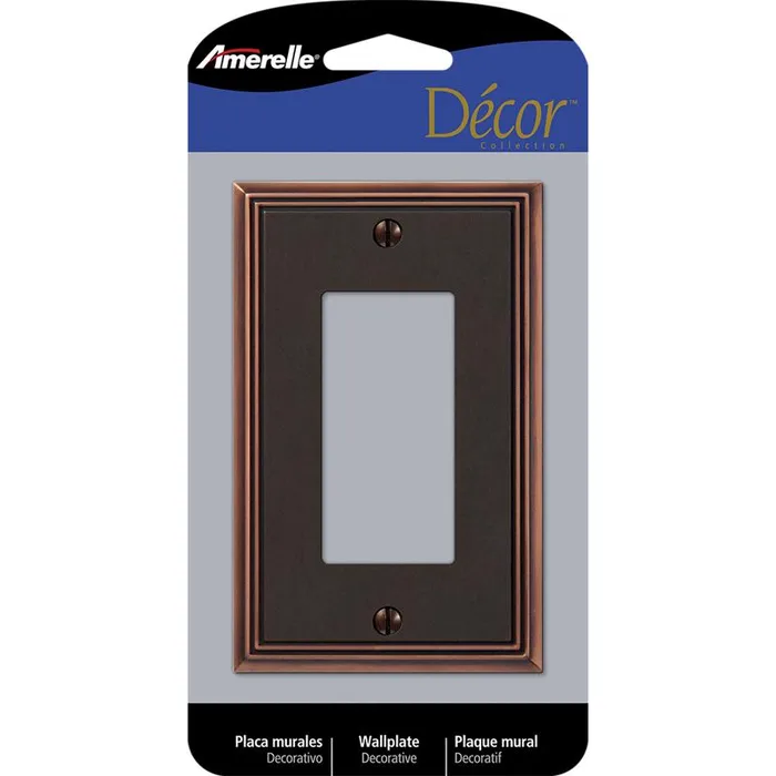 Amerelle Metro Aged Bronze 1 gang Die-Cast Metal Decorator Wall Plate 1 pk